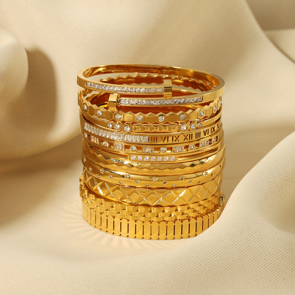 Bracelets Joncs Dorés en Acier Inoxydable