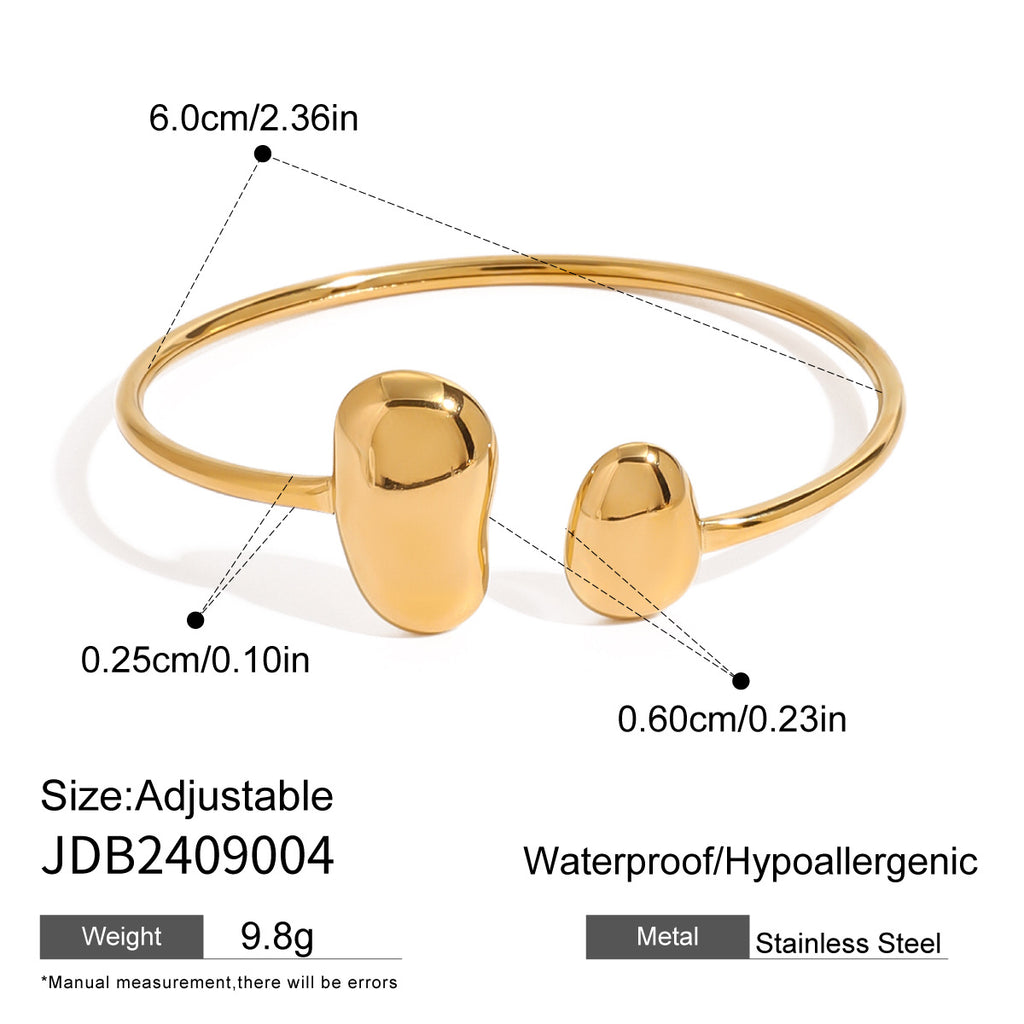 Bracelet Jonc Ouvert Doré – Acier Inoxydable Ajustable, Waterproof et Hypoallergénique – Design Minimaliste Chic
