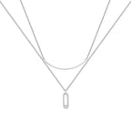 Double Stacked Wear 925 Silver Plated Sweater Necklace Women's 2024 New Specialty Design Sense Niche Clavicle Chain