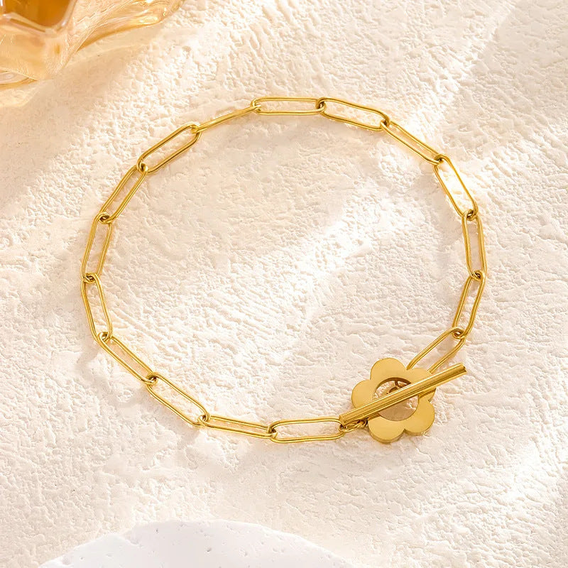 Flower Hoop   Set Collier, Bracelet & Boucles  A cier inoxydable Dorés