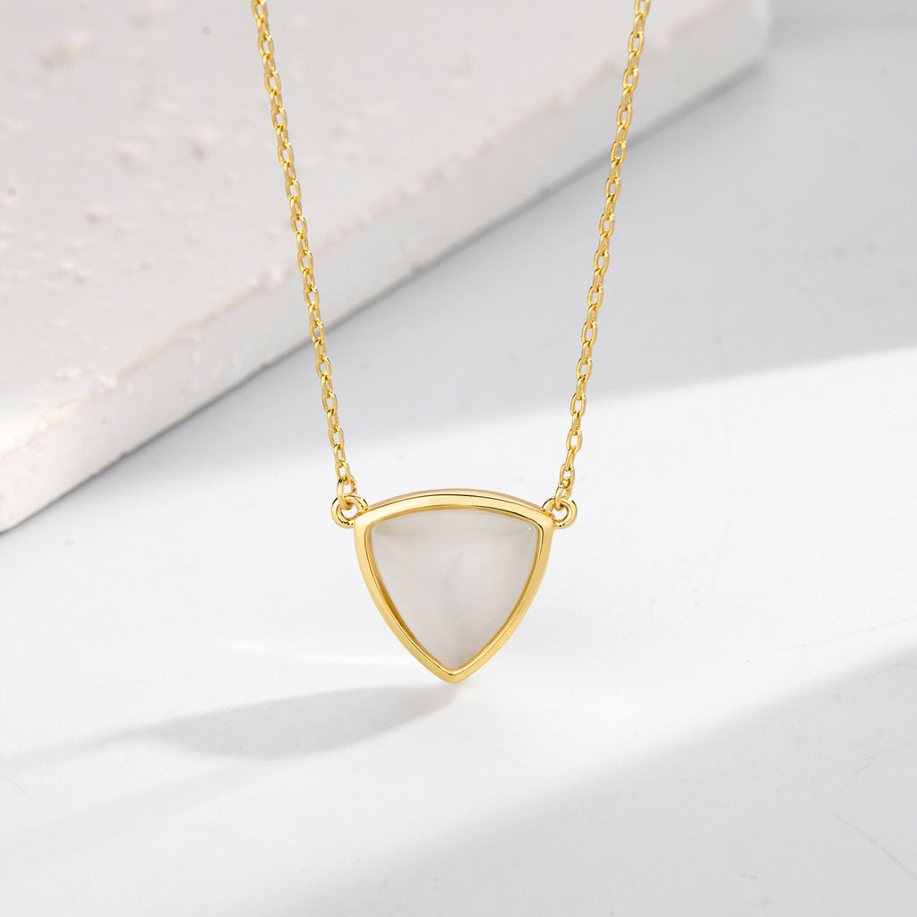 Parure Bijoux Femme Dorée – Collier, Bracelet & Bague avec Pierre Nacrée Triangle