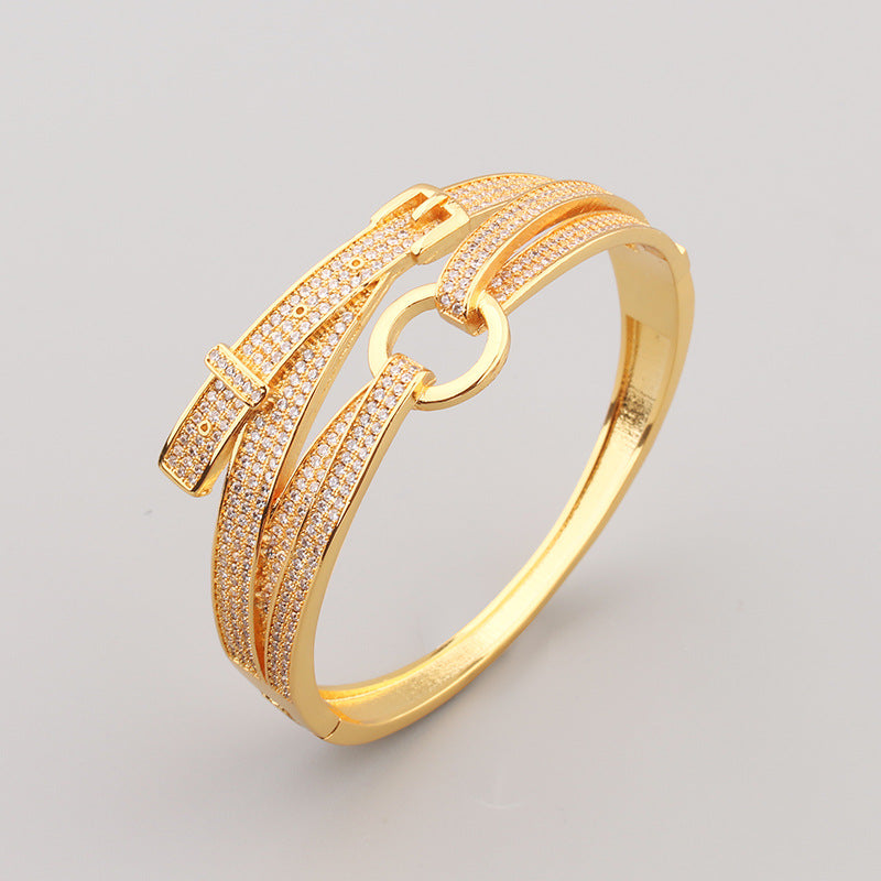 Bijou Femme Luxe Léger – Bracelet Ceinture Doré avec Cristaux