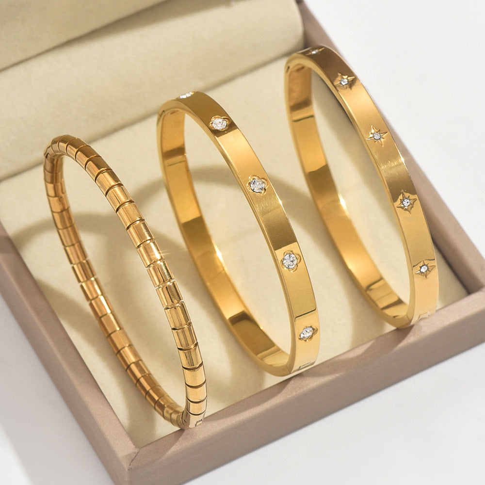 Bracelets Mode Chic  Acier Inoxydable Plaqué Or