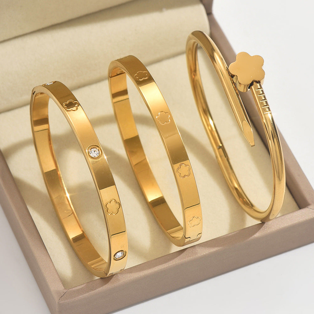 Bracelets Mode Chic  Acier Inoxydable Plaqué Or