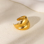 Bague Large Femme  Acier Inoxydable Plaqué Or ou Argenté