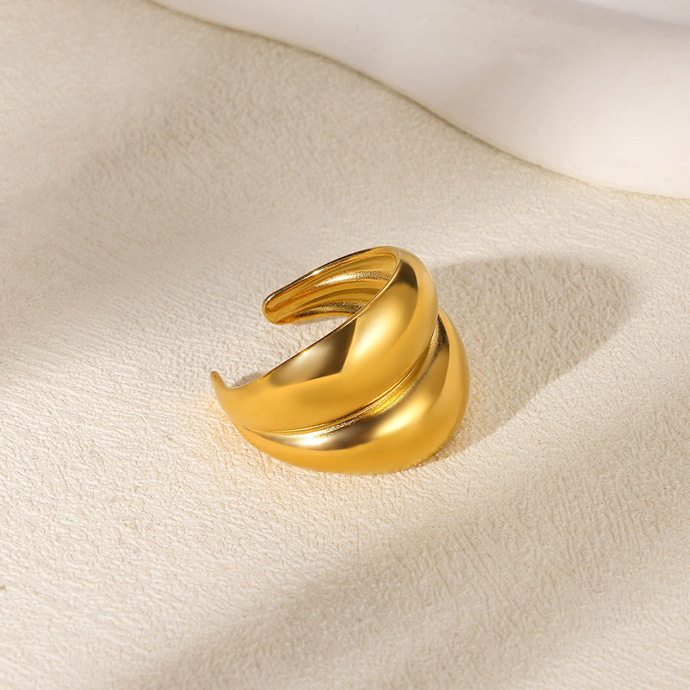 Bague Large Femme  Acier Inoxydable Plaqué Or ou Argenté
