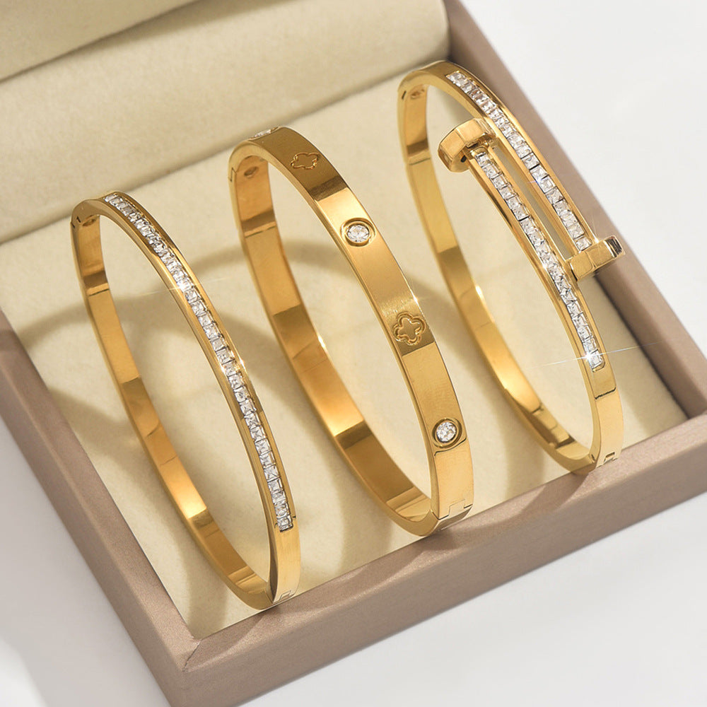 Set 3Bracelets Mode Chic  Acier Inoxydable Plaqué Or/Argent