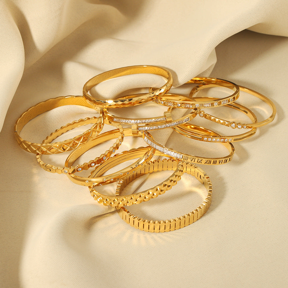 Bracelets Joncs Dorés en Acier Inoxydable