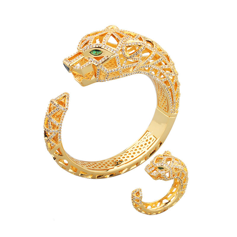 Bracelet Panthère Femme – Manchette en Acier Inoxydable Doré, Argenté ou Or Rose