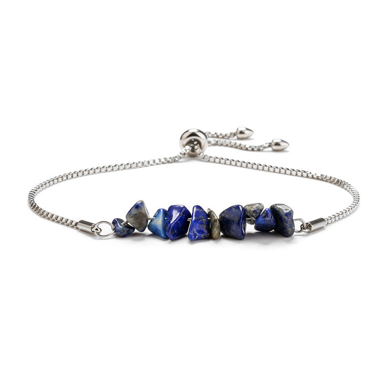 Bracelet pierres naturelles brutes  Acier inoxydable doré ajustable | Bijou énergétique & spirituel femme