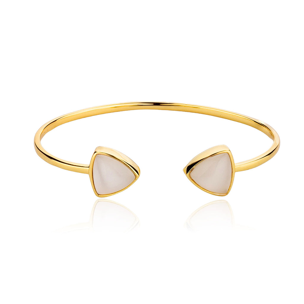 Parure Bijoux Femme Dorée – Collier, Bracelet & Bague avec Pierre Nacrée Triangle