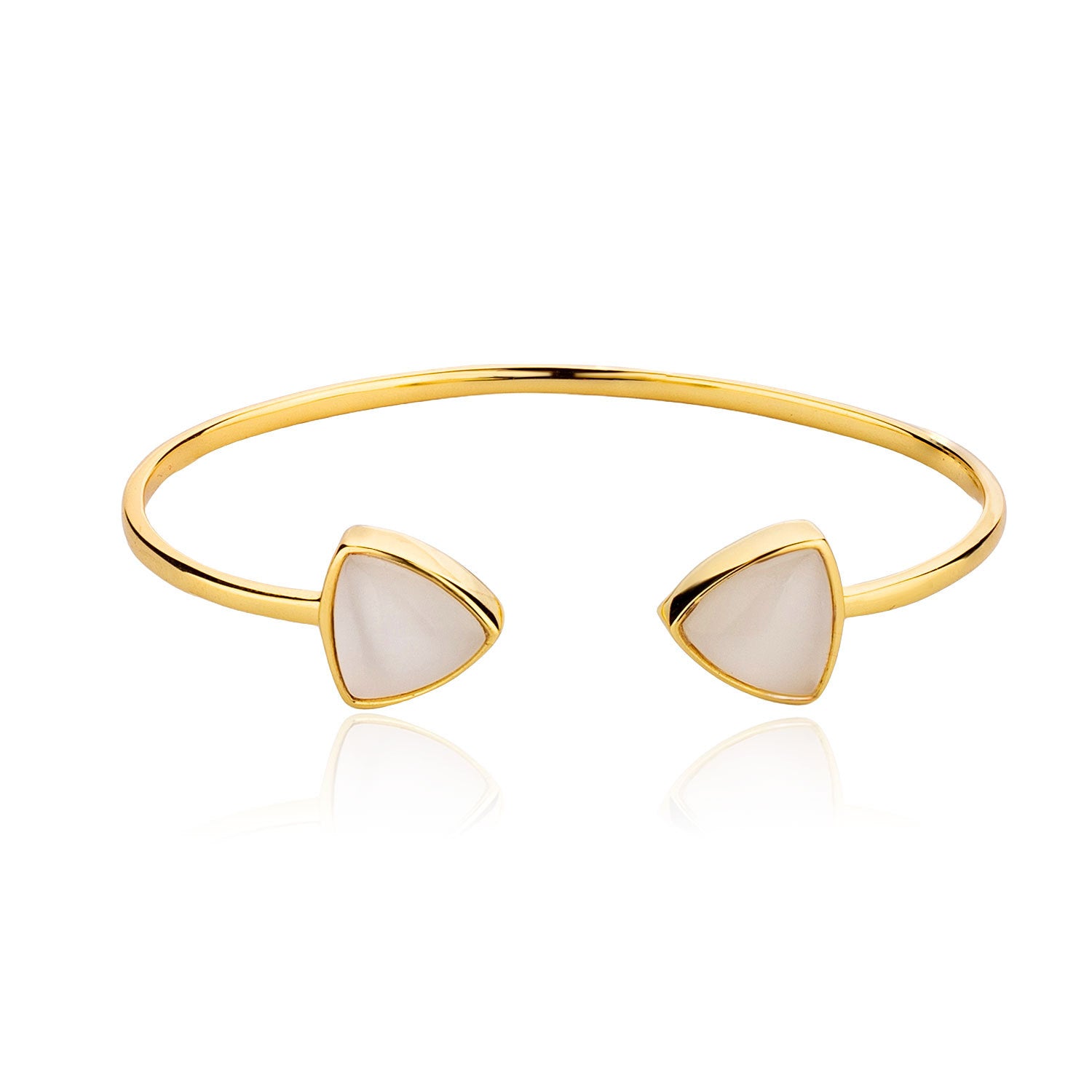 Parure Bijoux Femme Dorée – Collier, Bracelet & Bague avec Pierre Nacrée Triangle