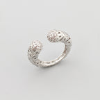 Bague Femme en Acier Inoxydable – Anneau Tressé Ajustable avec Embouts Pavés de Zircons, Doré ou Argenté