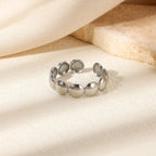 Bague femme ajustable pastilles rondes  Acier inoxydable plaqué or ou argent