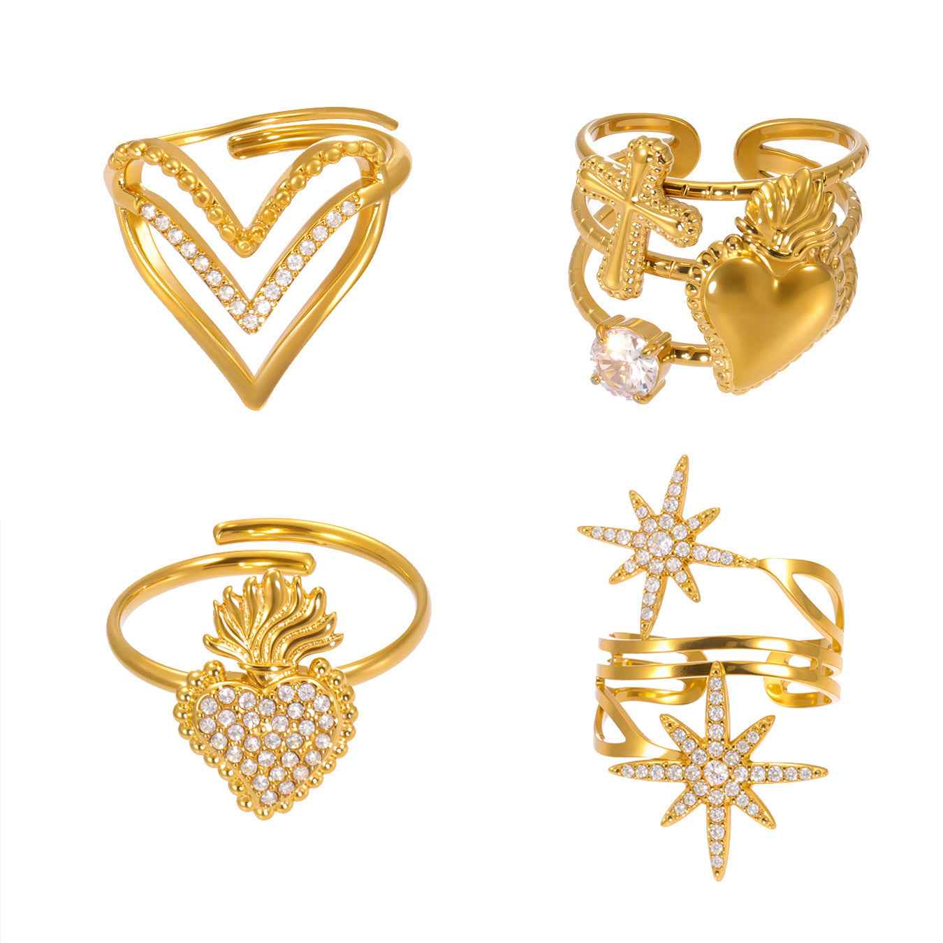 Bagues dorées Acier Inoxydable Taille Ajustable