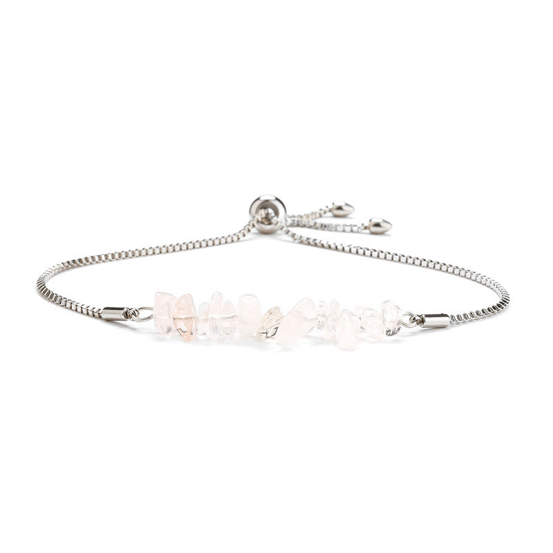 Bracelet pierres naturelles brutes  Acier inoxydable doré ajustable | Bijou énergétique & spirituel femme