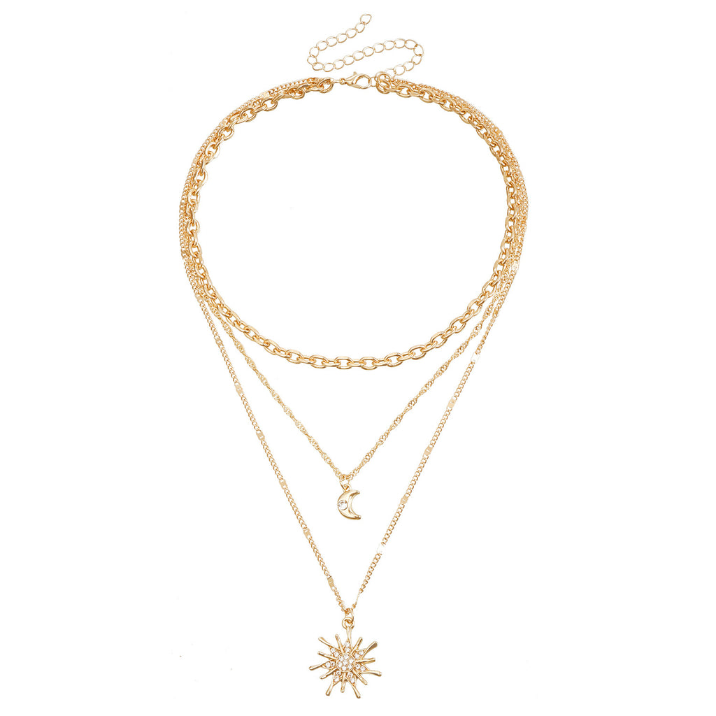 Collier superposé Soleil & Lune