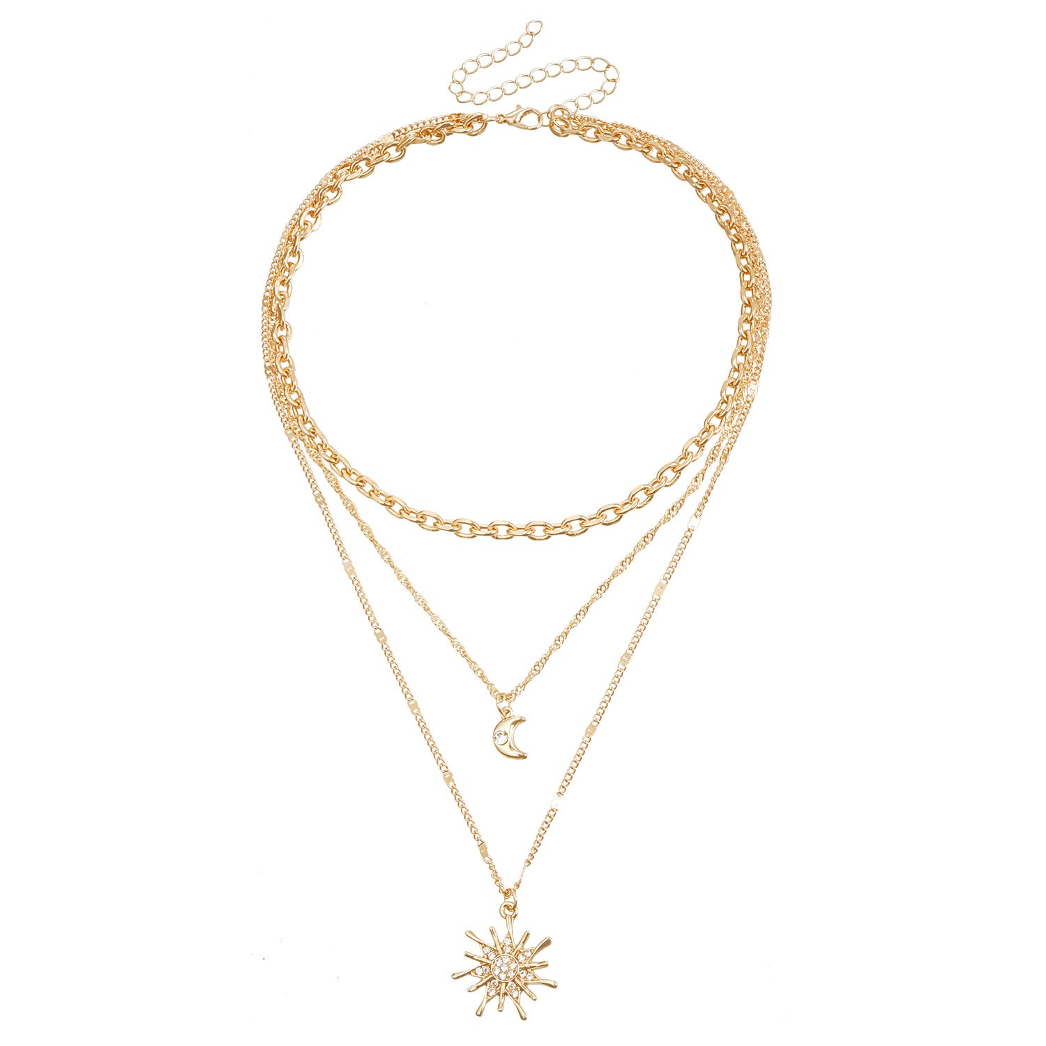 Collier superposé Soleil & Lune