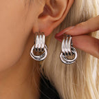 Boucles doreilles Anneaux dOr  Acier inoxydable doré, design géométrique chic