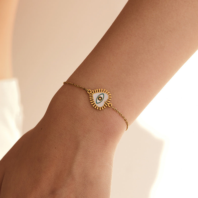 Bracelet doré œil protecteur en acier inoxydable  Amulette porte-bonheur | Arbre de vie, main magique & symboles spirituels