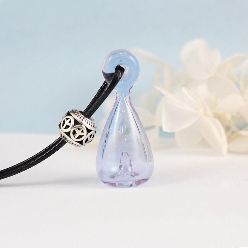 Collier diffuseur d'huiles essentielles en verre  Pendentif parfum élégant | Bijou bien-être & cadeau original