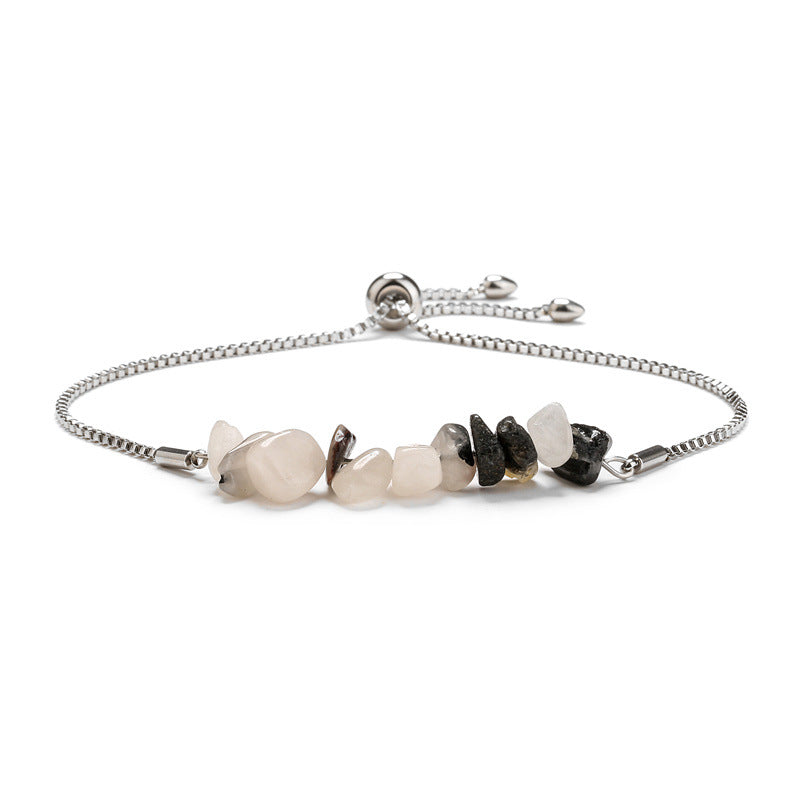 Bracelet pierres naturelles brutes  Acier inoxydable doré ajustable | Bijou énergétique & spirituel femme