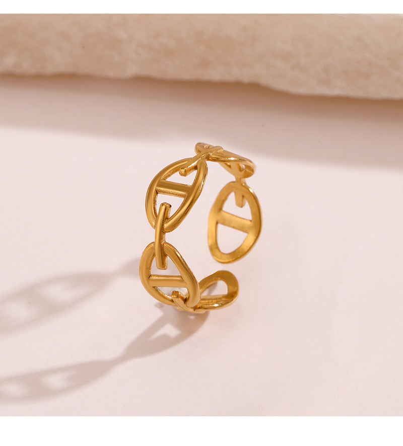 Bague en acier inoxydable Dorée à l'Or fin