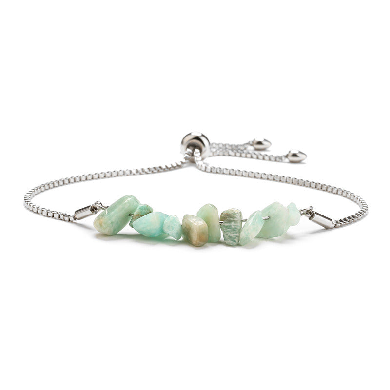 Bracelet pierres naturelles brutes  Acier inoxydable doré ajustable | Bijou énergétique & spirituel femme