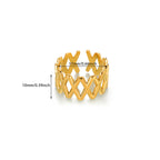 Bague femme géométrique ajourée  Acier inoxydable plaqué or ou argent
