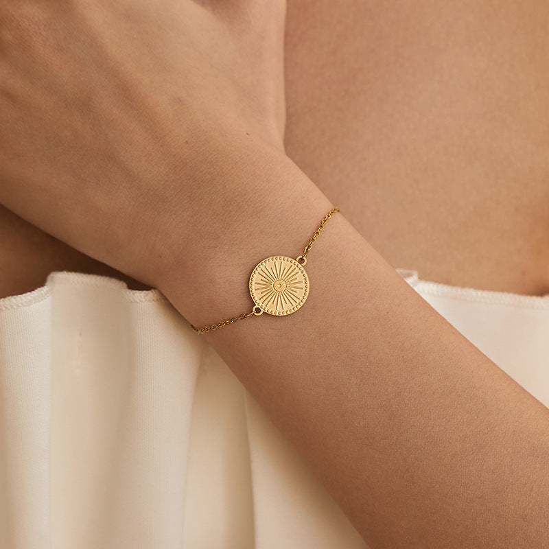 Bracelet doré œil protecteur en acier inoxydable  Amulette porte-bonheur | Arbre de vie, main magique & symboles spirituels