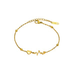 Bracelet doré en acier inoxydable  Motif battement de cœur & cœur | Bijou femme tendance | Cadeau symbolique amour & amitié
