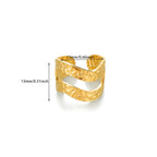 Bague femme martelée large ouverte  Acier inoxydable plaqué or ou argent