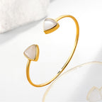 Parure Bijoux Femme Dorée – Collier, Bracelet & Bague avec Pierre Nacrée Triangle