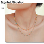 Colliers Fins en Acier Doré – Chaîne Serpent & Pierres Naturelles (4 Variantes) Hypoallergéniques