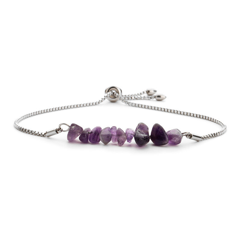 Bracelet pierres naturelles brutes  Acier inoxydable doré ajustable | Bijou énergétique & spirituel femme