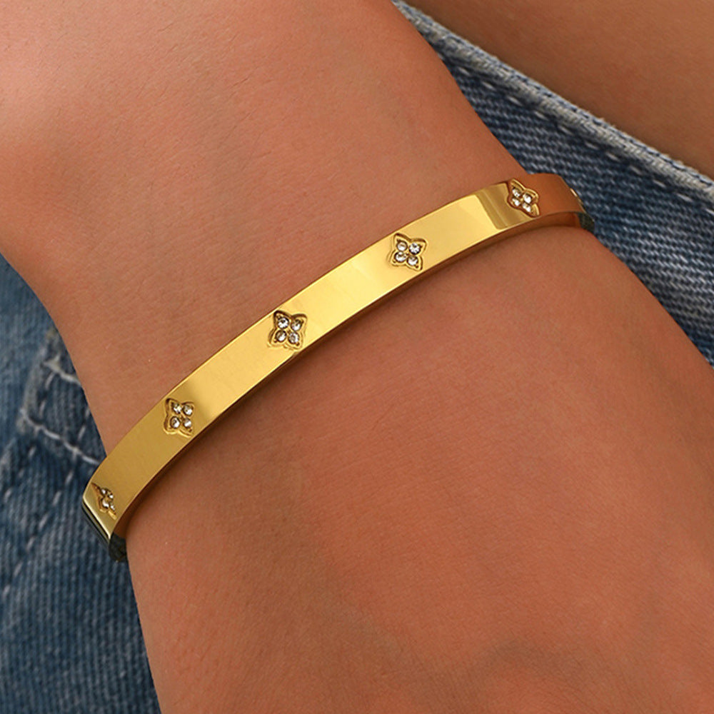 Bracelets Mode Chic  Acier Inoxydable Plaqué Or