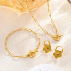 Flower Hoop   Set Collier, Bracelet & Boucles  A cier inoxydable Dorés