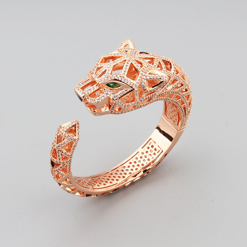 Bracelet Panthère Femme – Manchette en Acier Inoxydable Doré, Argenté ou Or Rose