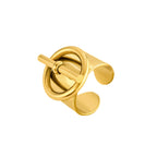 Bague ouverte à boucle OT en acier inoxydable plaqué or 18K – design large personnalisable, style hip-hop tendance pour homme et femme