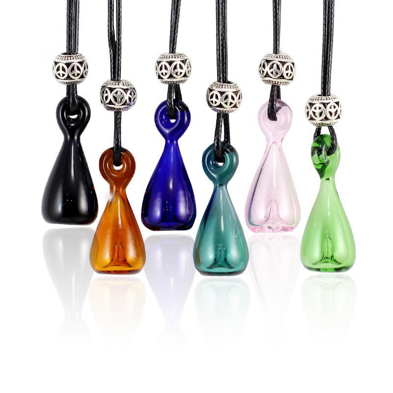 Collier diffuseur d'huiles essentielles en verre  Pendentif parfum élégant | Bijou bien-être & cadeau original