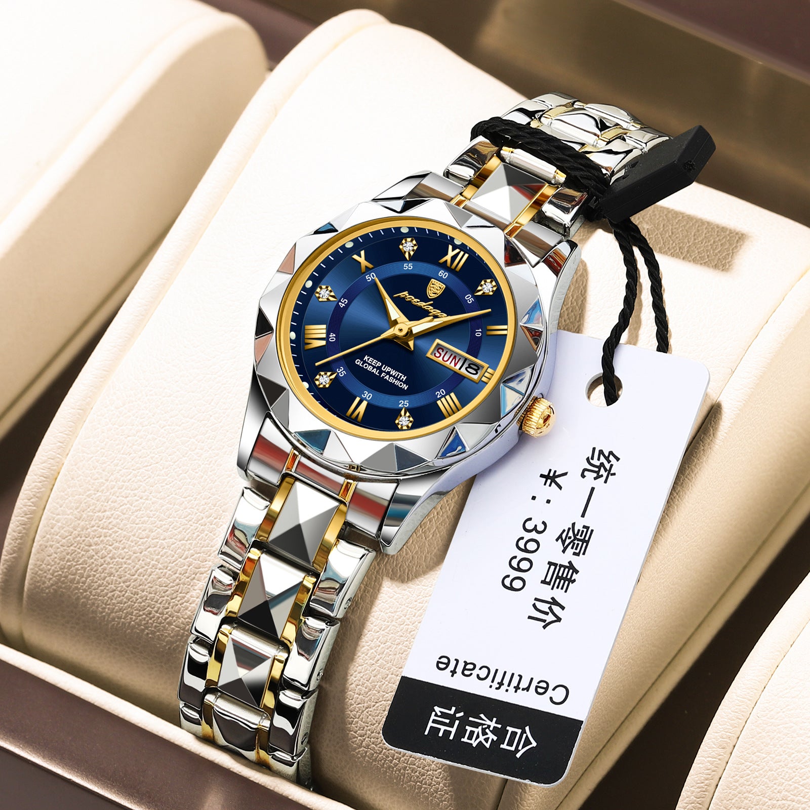 Montre Femme Suisse Étanche  POEDAGAR 306 Double Calendrier Quartz Lumineux