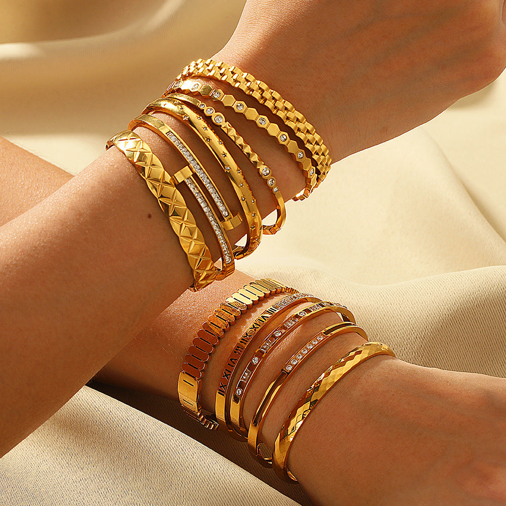Bracelets Joncs Dorés en Acier Inoxydable