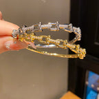 Bracelet Femme en Acier Inoxydable – Plaqué Or 18K avec Zircons Étincelants