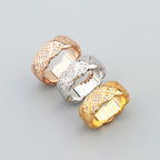 Bague Femme en Acier Inoxydable  Motif Losange avec Zircons, Doré/Argenté/Or Rose