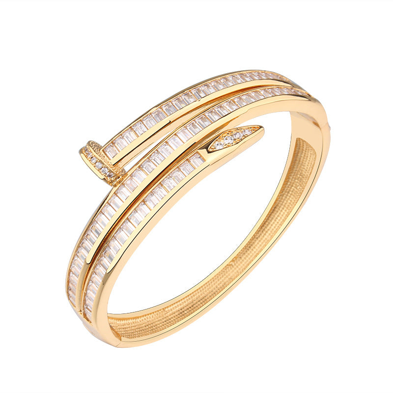 Bracelet Femme en Acier Inoxydable Sertis de Zircons – Disponible en Doré, Argenté ou Or Rose
