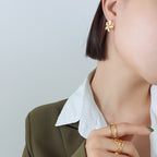 Boucles d'oreilles Fleur d'Or  Acier inoxydable doré, design floral élégant