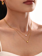Collier Double Rang Perle & Étoile – Acier Argenté ou Doré Hypoallergénique