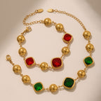 Bracelet  Doré Enigma Super Flash Verre Tchèque & Acier Inoxydable 18K