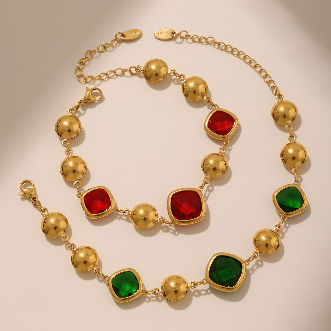 Bracelet  Doré Enigma Super Flash Verre Tchèque & Acier Inoxydable 18K