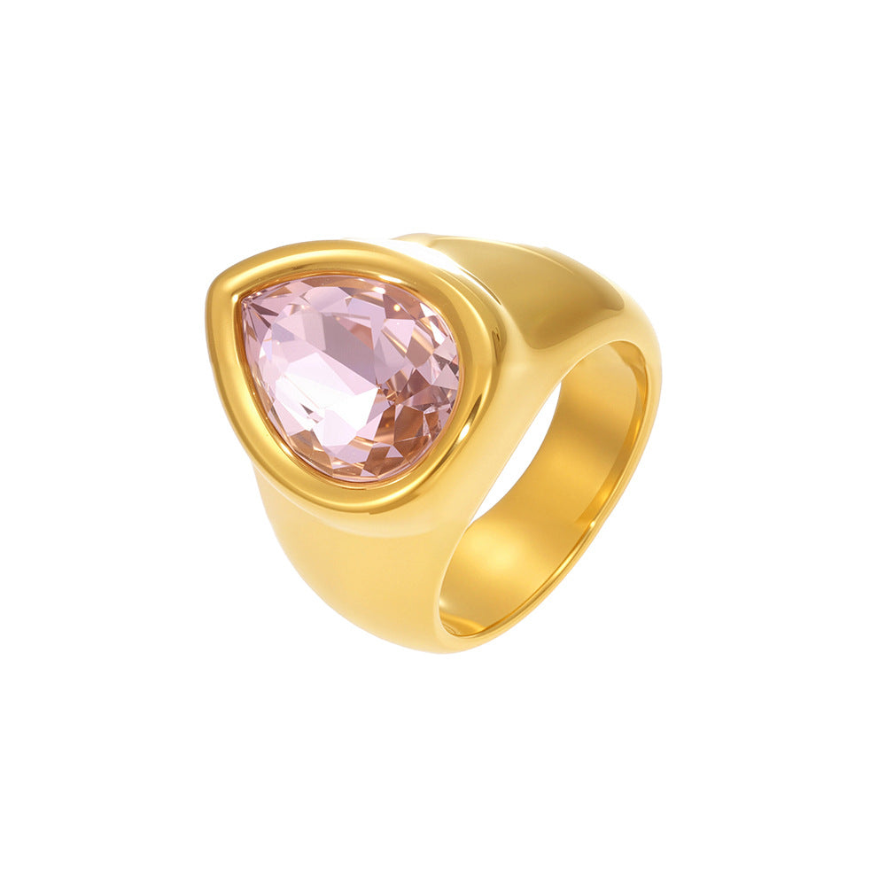 Bague en Acier Inoxydable et Zircon